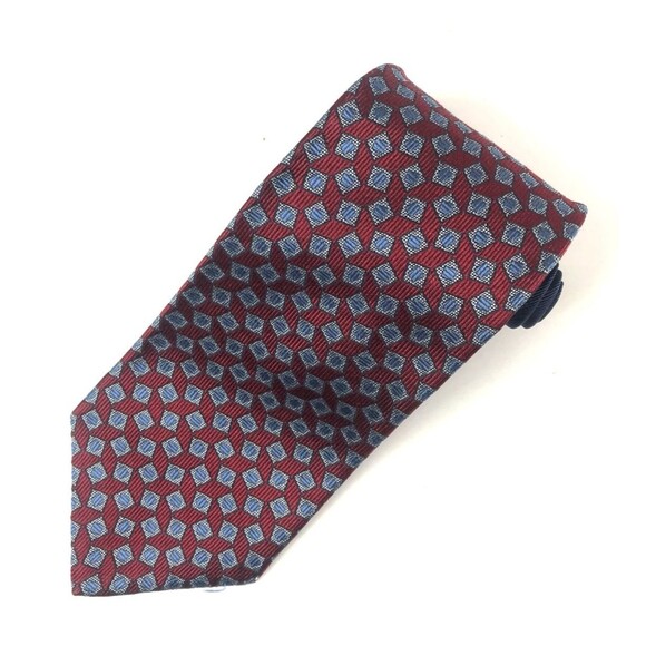 Tommy Hilfiger Other - Classic VINTAGE Tommy Hilfiger Tie 100% Silk Red Blue Geometric Made in USA